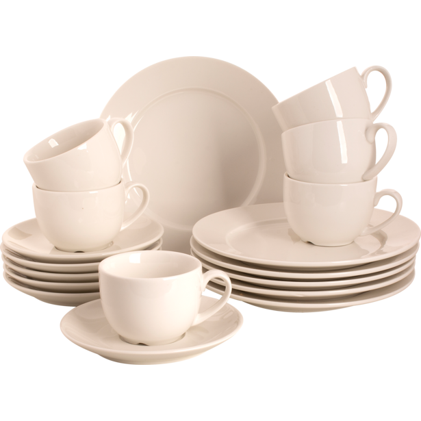Palmer Servies/koffieset Royal Ivory Porselein 6-persoons 18-delig Offwhite