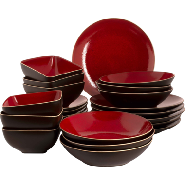 Palmer Serviesset Lava Stoneware 6-persoons 24-delig Bruin Rood